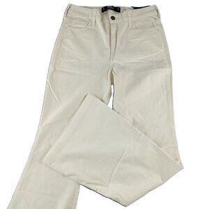 Hollister Women's High Rise Flare Leg Corduroy Pant Size 7R Cream Ivory
